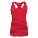 Red tank top with black stripes on a white background
