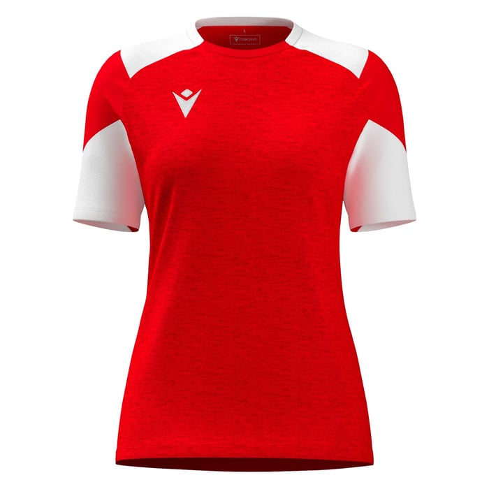 Macron Sphinx Women's Short Sleeve Shirt in red and white