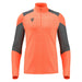 Orange and black long-sleeve athletic top on a white background