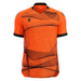 Orange sports jersey with black pattern on a white background