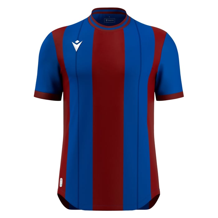 Macron Propus Eco Short Sleeve Shirt in blue and cardinal