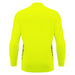 Back view of a bright yellow long-sleeve shirt on a white background
