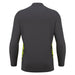 Dark gray jacket with yellow accents on a white background