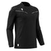 Black long-sleeve sports shirt with white accents on a white background