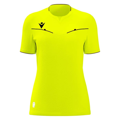 Yellow sports jersey with a logo on a white background