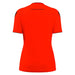 Red polo shirt with black accents on a white background