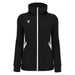 Black hoodie with a white zipper on a white background