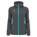 Gray hoodie with blue accents on a white background
