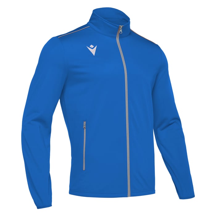 Blue jacket with a zipper on a white background