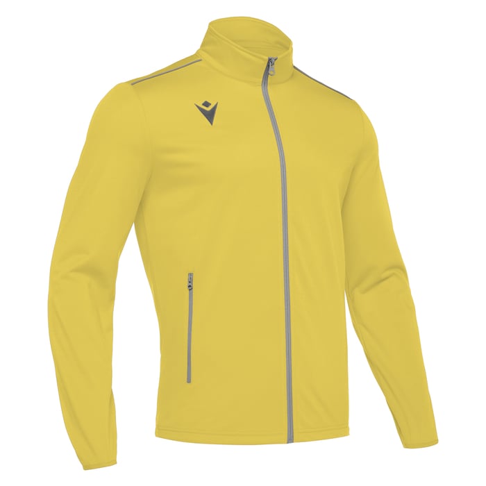 Yellow jacket with a zipper on a white background