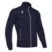 Navy blue jacket with a zipper on a white background