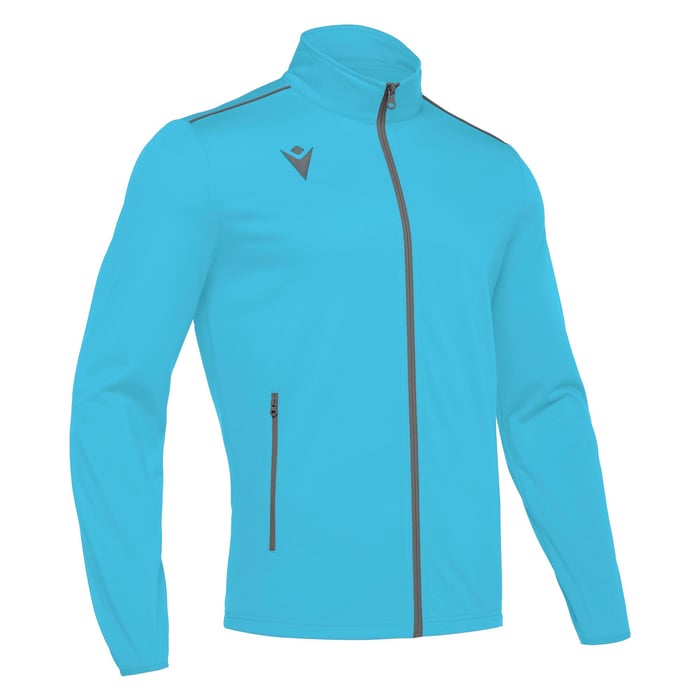 Blue jacket with a zipper on a white background