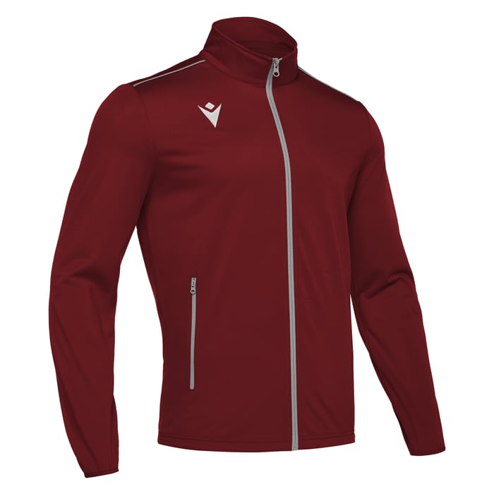 Red jacket with white accents on a white background