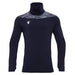 Black long-sleeve shirt with geometric pattern on collar against a white background