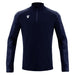 Navy long-sleeve athletic shirt with a brand logo on a white background