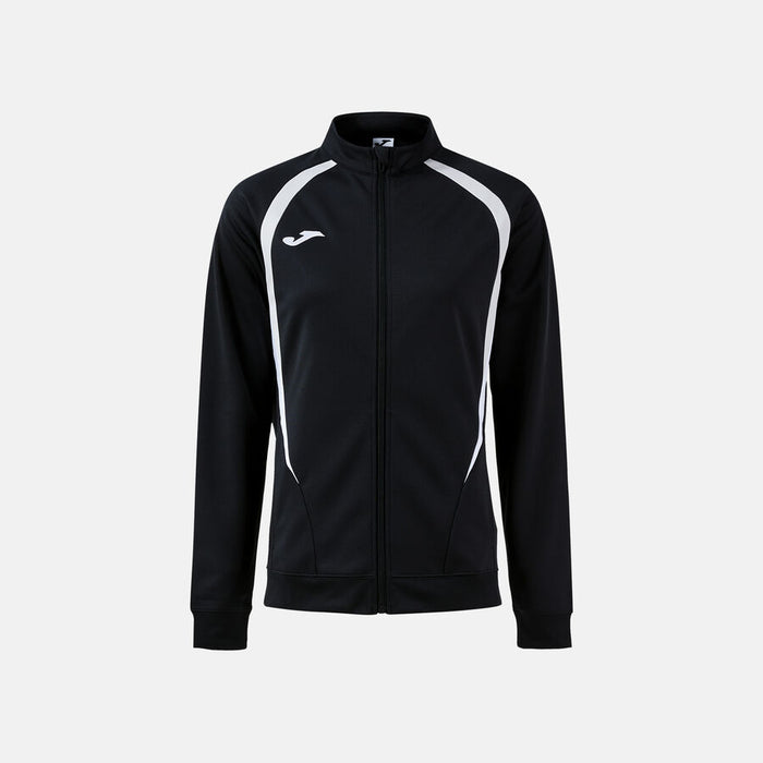 Black jacket with white accents on a light gray background
