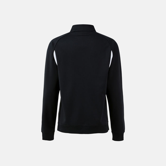Black quarter-zip sweatshirt on a light gray background