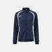 Navy tracksuit jacket with white accents on a light gray background