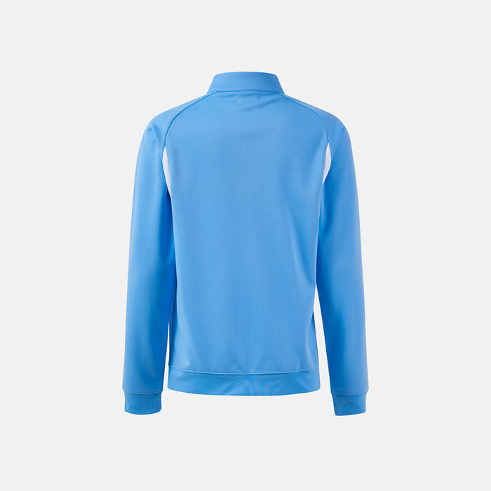 Blue jacket with a zipper on a white background