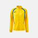 Yellow tracksuit jacket with blue accents on a white background