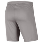 back of Nike Dri-fit Park III Short in pewter grey