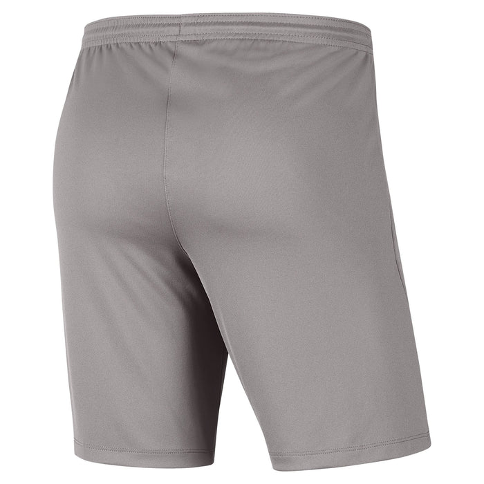 back of Nike Dri-fit Park III Short in pewter grey