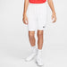 Nike Dri FIT Park III Short in White/Black with white nike socks and white nike trainers