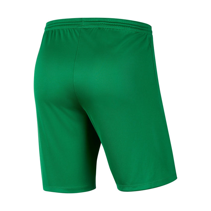back of Nike Dri-fit Park III Short in pine green