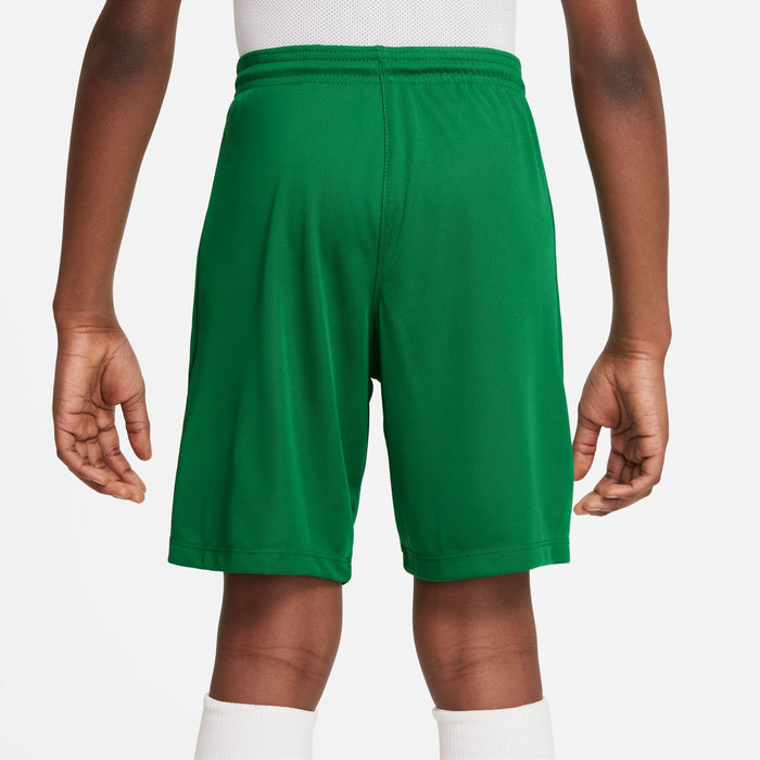 back of Nike Dri-fit Park III Short in pine green
