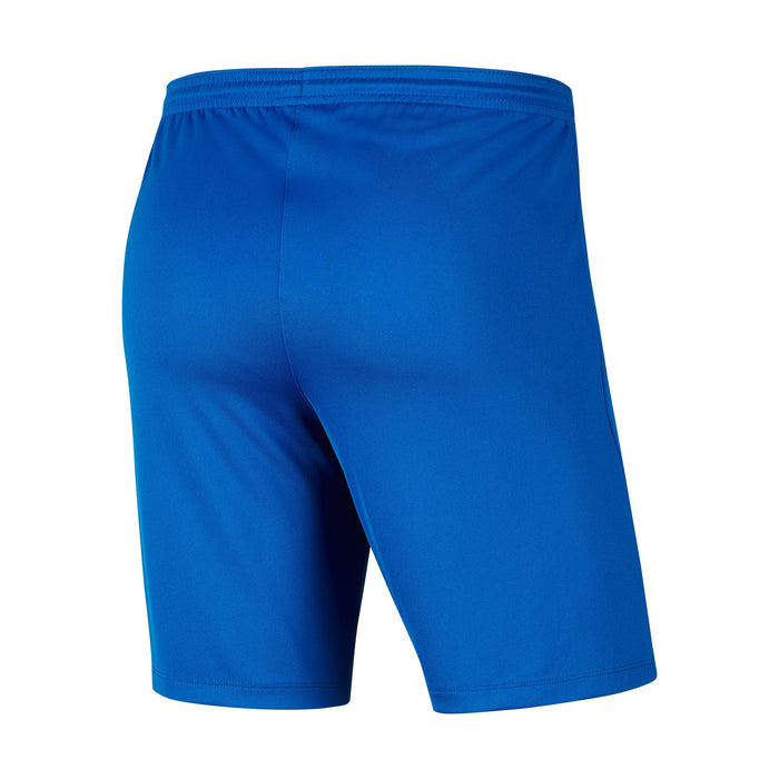 back of Nike Dri-fit Park III Short in royal blue