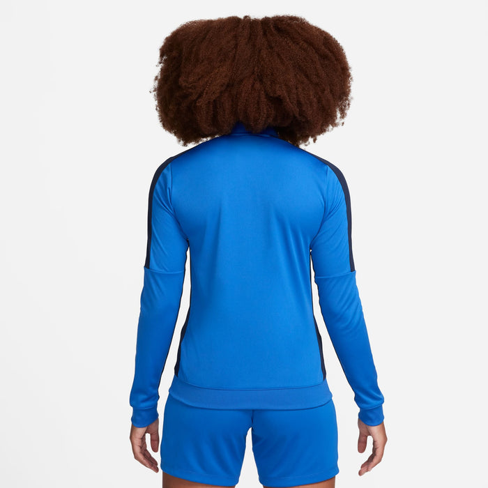 back of Nike Dri FIT Academy 23 Women's Knit Track Jacket in royal blue