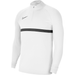 Nike Academy 21 1/4 Zip Drill Top in White/Black/Black/Black