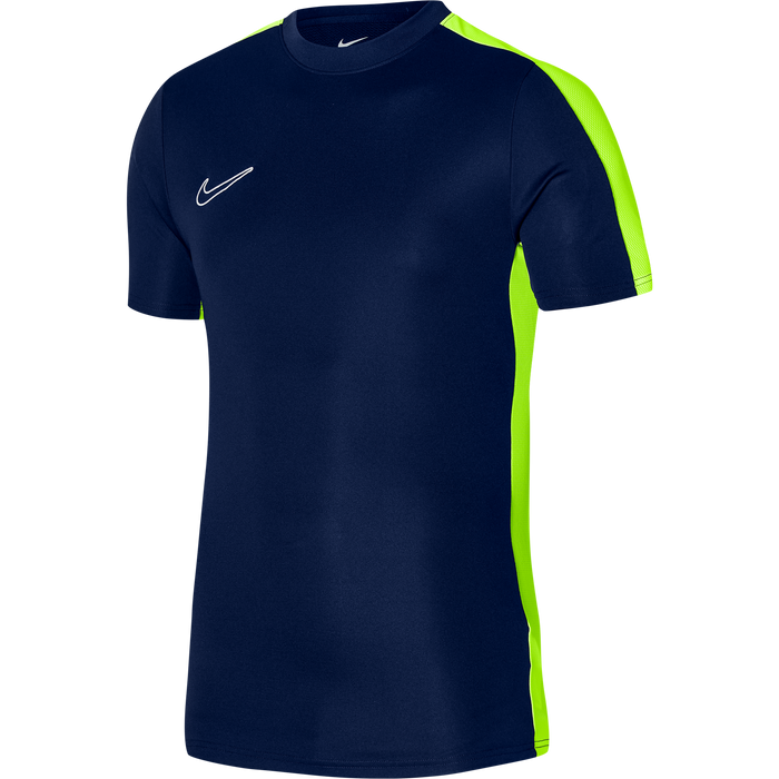Nike Dri FIT Short Sleeve Shirt in Obsidian/Volt/White