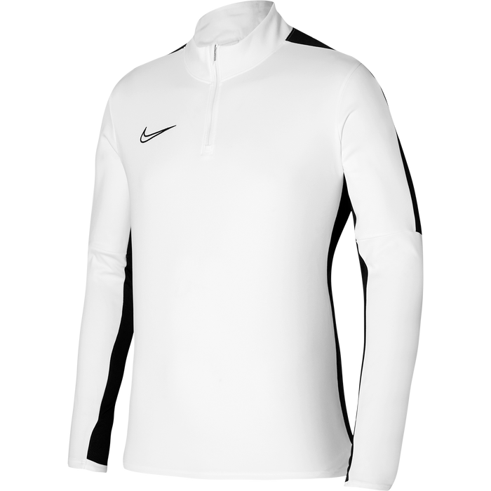 Nike football academy half zip sweat in white with black side stripe 2025