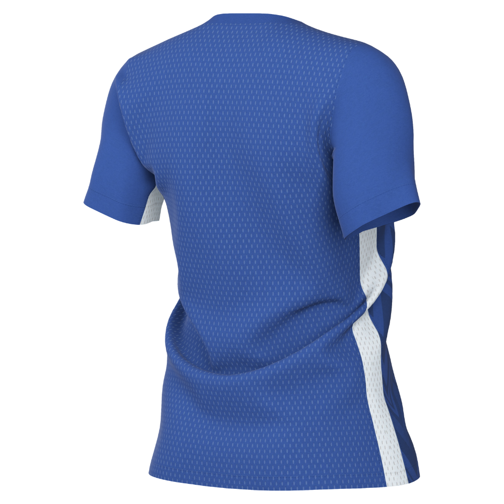 back of  Nike Dri-Fit Challenge V Shirt Short Sleeve Women's in royal blue