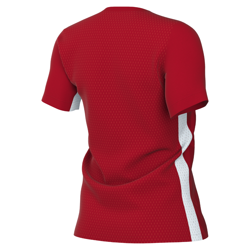 back of Nike Dri-Fit Challenge V Shirt Short Sleeve Women's in university red