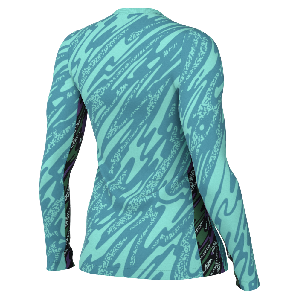 back of Nike Dri-FIT Gardien V Goalkeeper Long Sleeve Shirt Women's in hyper turq