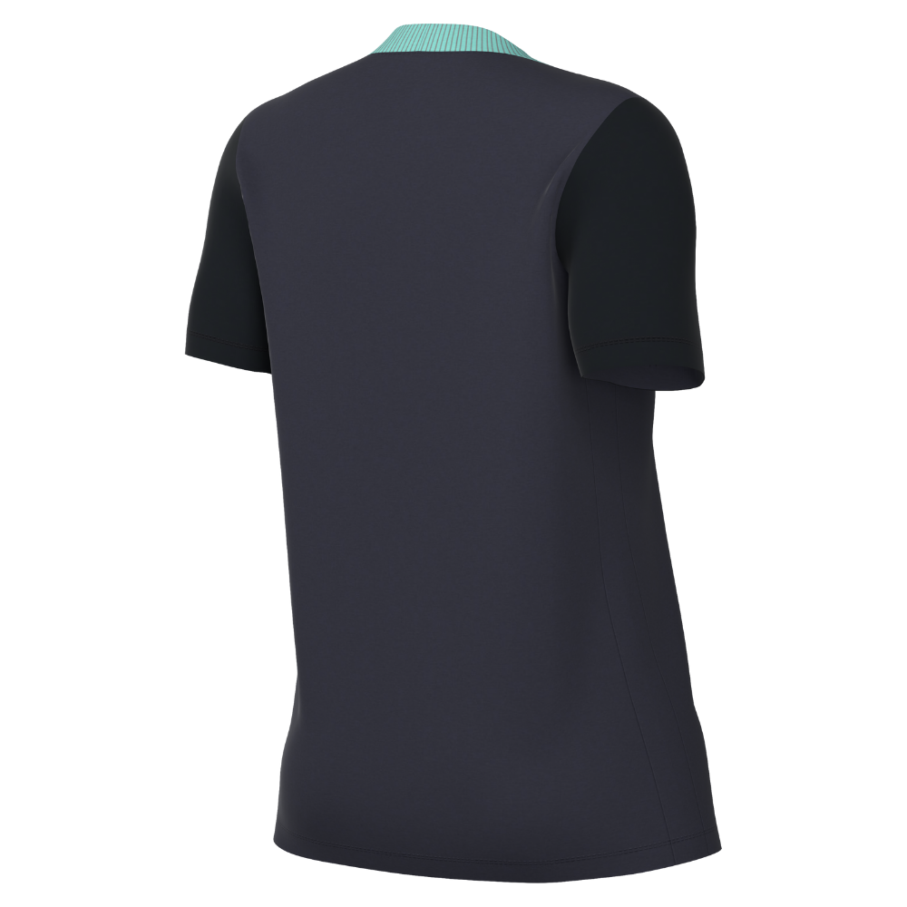 back of Nike Dri-FIT Strike 24 Short Sleeve Shirt Women's in obsidian