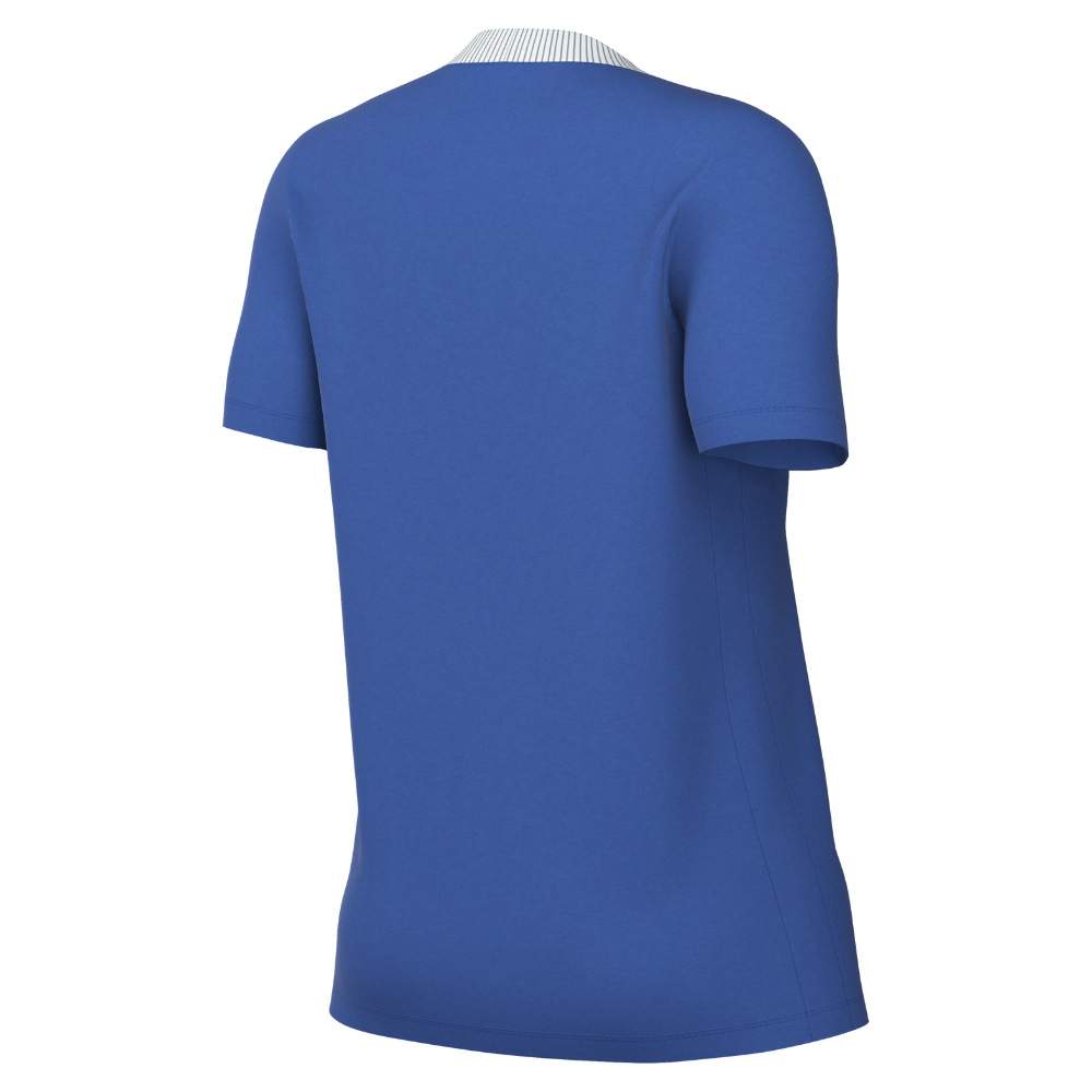 back of Nike Dri-FIT Strike 24 Short Sleeve Shirt Women's in royal blue