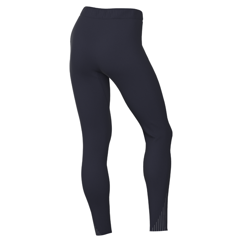back of Nike Dri-FIT Strike 24 Zipped Knit Pants Women's in obsidian