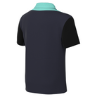 back of Nike Dri-FIT Academy Pro 24 Short Sleeve Polo in midnight navy/hyper turq