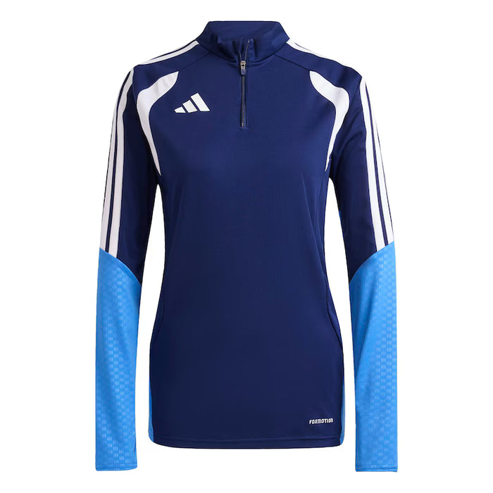 Blue and white athletic jacket with Adidas logo on a white background