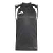 Black sleeveless athletic shirt with white accents and Adidas logo on a white background