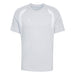 Light gray t-shirt with white accents on a white background
