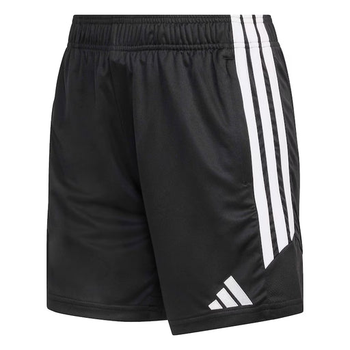 Black shorts with white stripes on a white background