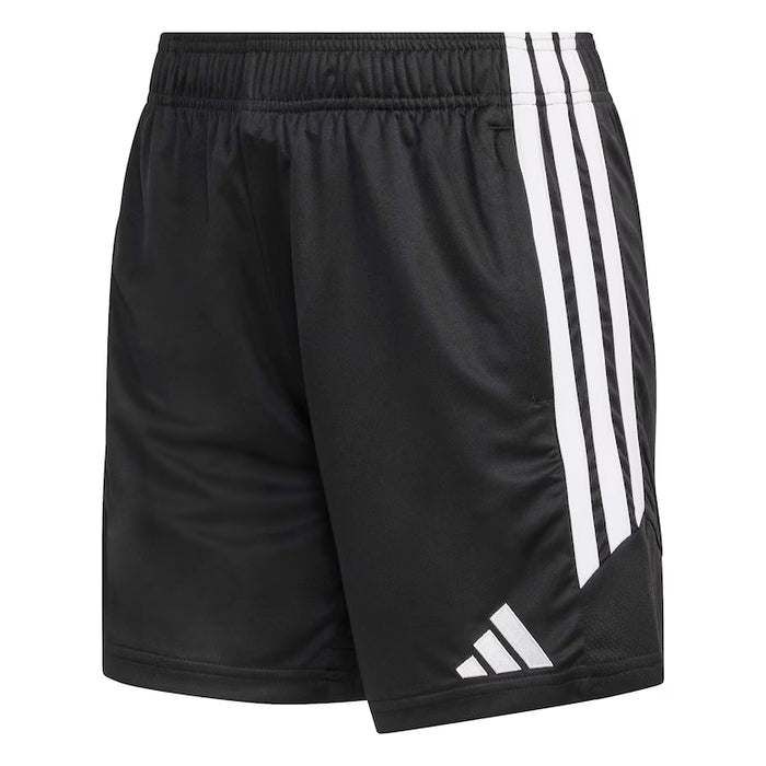 Black shorts with white stripes on a white background