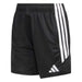Black shorts with white stripes on a white background