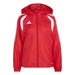 Red jacket with white stripes and Adidas logo on a white background