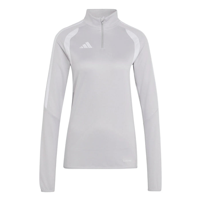 Light gray long-sleeve athletic top with a quarter zip on a white background