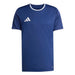 Blue sports jersey with white trim and Adidas logo on a white background